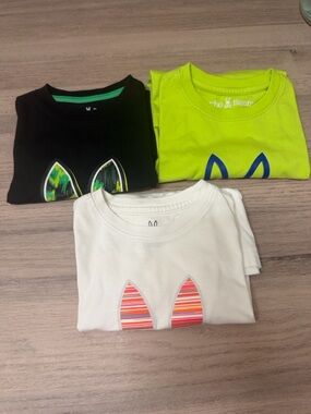Who What Wear Triple Bunny Ear Tee Set - Black, Neon Green, White